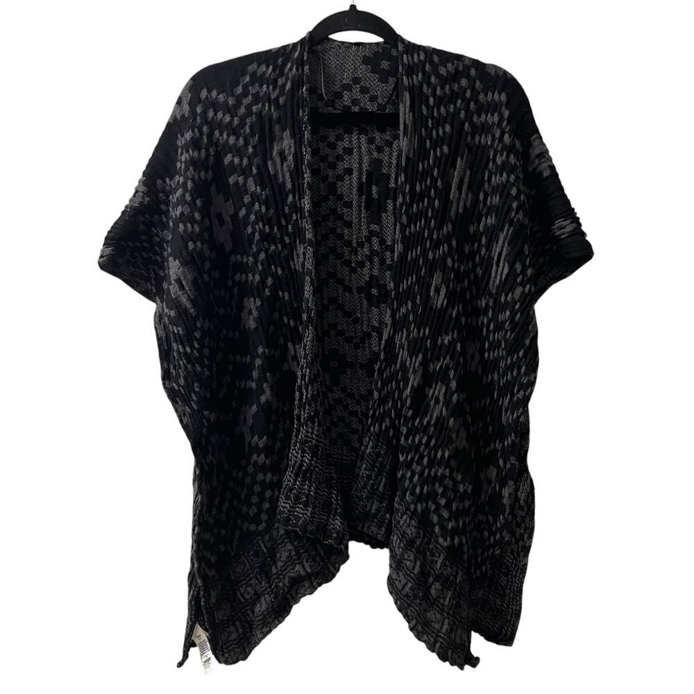Gap Shawl Wrap Womens One Size Black Gray Cotton Blend Gauze Stretch Lagenlook